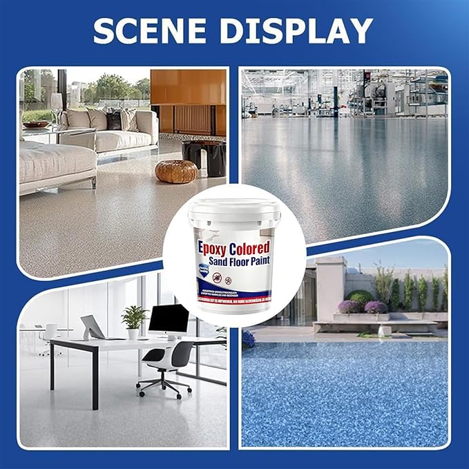 Epoxy Colored Sand Floor Paint, Epoxy Floor Paint for Concrete, High Gloss Marble Effect Coating, Waterproof Non-Slip Concrete Paints, Suitable for Indoor/Outdoor Use (Dark Blue,32 oz/1 kg)