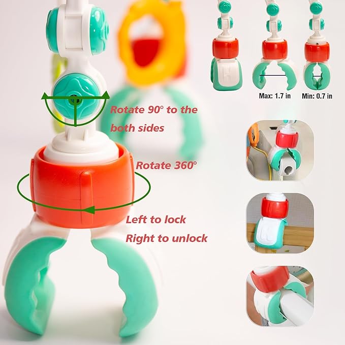 Baby Activity Arch Toy Bar for Stroller, Bassinets and Car Seat, Adjustable Crib Toys Hanging Attachment, Sensory Development Toys with Rattles