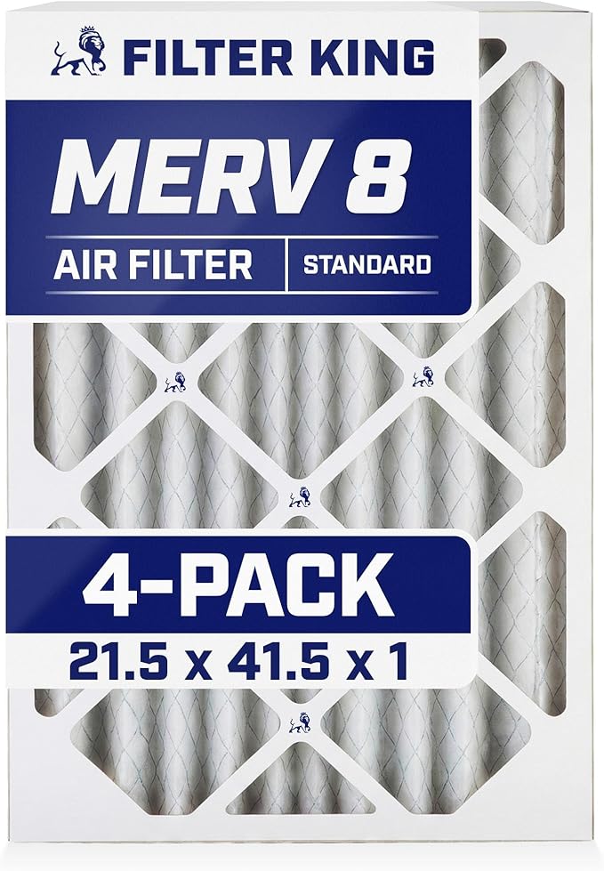 Filter King 21.5x41.5x1 Air Filter | 4-PACK | MERV 8 HVAC Pleated A/C Furnace Filters | MADE IN USA | Actual Size: 21.5 x 41.5 x .75"