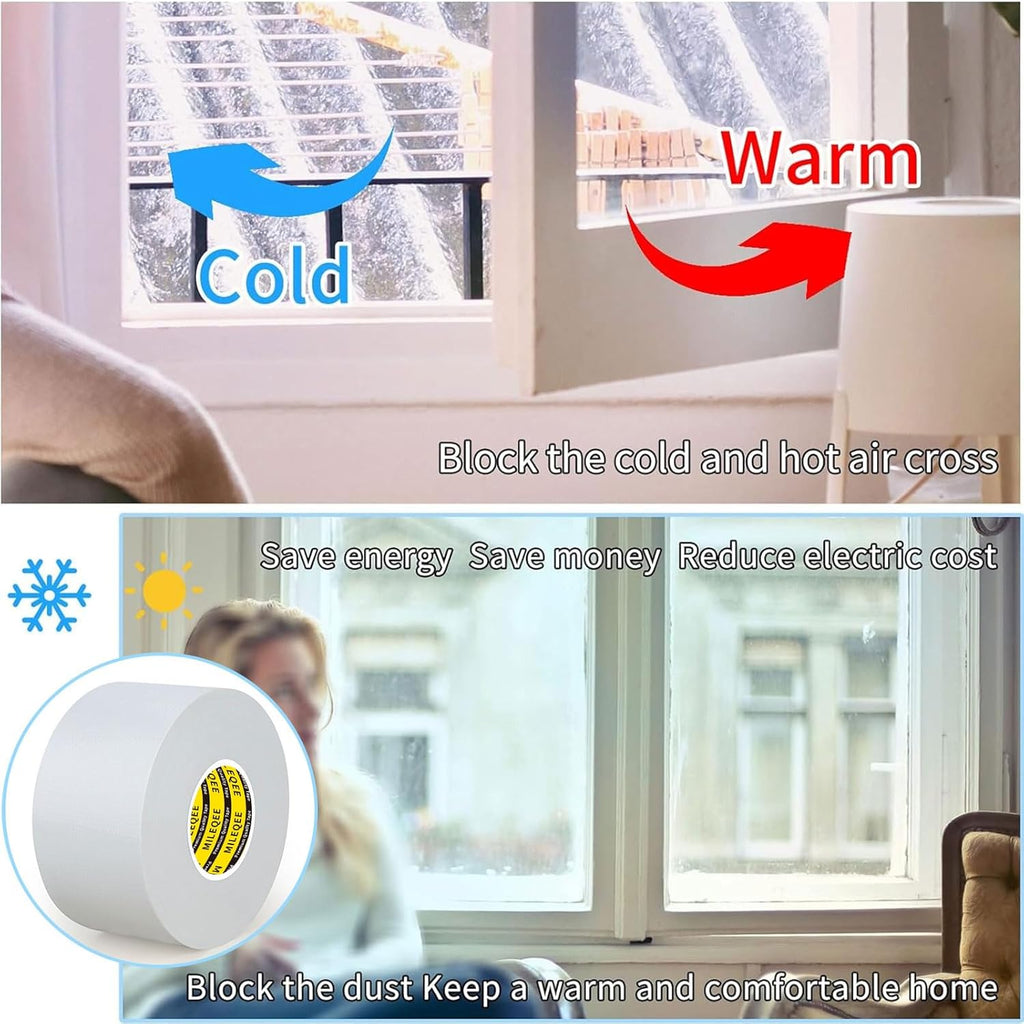 Cloth Duct Window Seal Strip Tape for Winter, 1.89in x 66FT, Weather Stripping Sealing Insulation Tape for Windows and Door, Easy Tear Sealer Draft Blocker