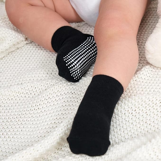 Zaples Baby Non Slip Grip Ankle Socks with Non Skid Soles for Infants Toddlers Kids Boys Girls