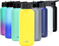 DRINCO Stainless Steel Water Bottle Spout Lid Vacuum Insulated Double Wall Water Bottle Wide Mouth (40oz 32oz 22oz 18oz 14oz) Leak Proof Keeps Cold or Hot (32 oz, 32oz Illuminating Yellow)