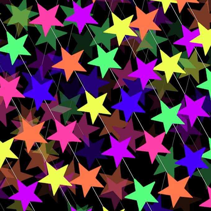 108feet UV Neon Paper Star Garland Glow in The Dark Streamers for neon Party Supplies UV Fluorescent Reactive Paper Star Banner for Wedding Birthday Glow in The Dark Party Favors Neon Party Decor…