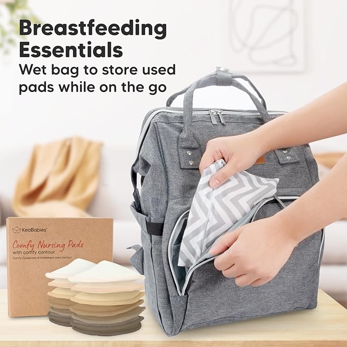 Organic Nursing Pads - 14 Washable Viscose Derived from Bamboo Breastfeeding Pads, Wash Bag, Reusable Breast Pads for Breastfeeding, Nipple Pads for Breastfeeding Essentials(Coffee, XL 5.5")