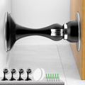 Crosize Magnetic Door Stoppers 4 Pack, Stainless Steel Door Catch for Wall and Floor Mounting, Door Holder Keep Door Open, No Drilling Door Stop with Adhesive Tapes, Black