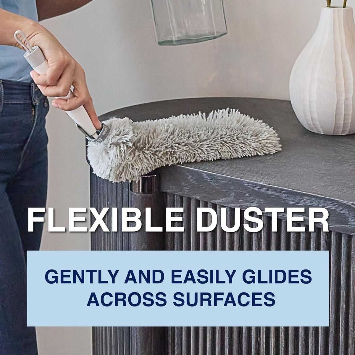 Bona High Performance Dusting System - 1 Compact Handle, 5 Disposable Dusters, & 1 Reusable Duster - Compact Dusting Kit Removes Dust & Pet Hair