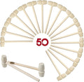 50 Pcs Mini Wooden Hammers for Chocolate, Small Wood Toy Mallets for Kids