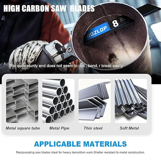 2 Pack 9 inch Reciprocating Saw Blades Set，8 TPI High Carbon Saw Blades for Metal ，Saw Blades with Organizer Case (2, 8T/9inch)