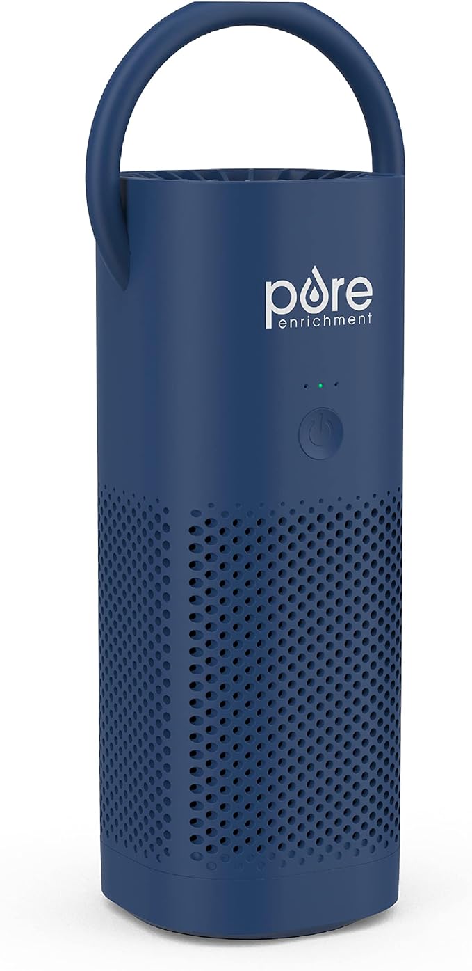 Pure Enrichment PureZone Mini Portable Air Purifier - Cordless True HEPA Filter Cleans Air & Eliminates 99.97% of Dust, Odors, & Allergens Close to You - Cars, School, & Office (Blue)