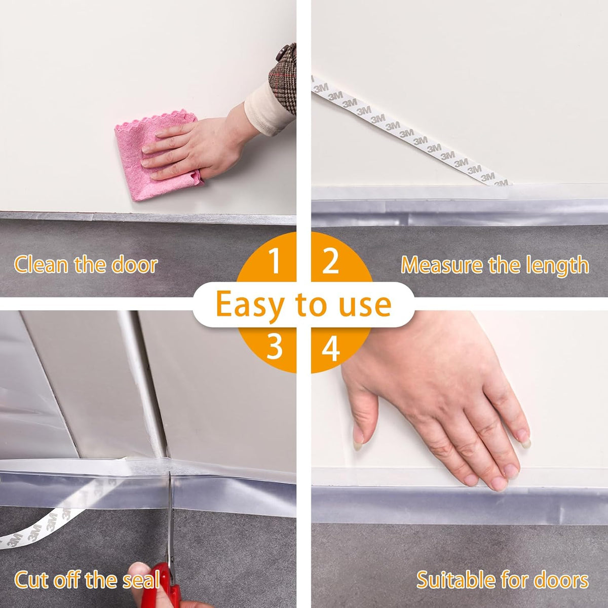 Door Weather Stripping Doors Seal Strip, 26 FT Silicone Sealing Tape for Door Draft Stopper Adhesive for Doors, Windows and Shower Glass Gaps(White, 25mm)