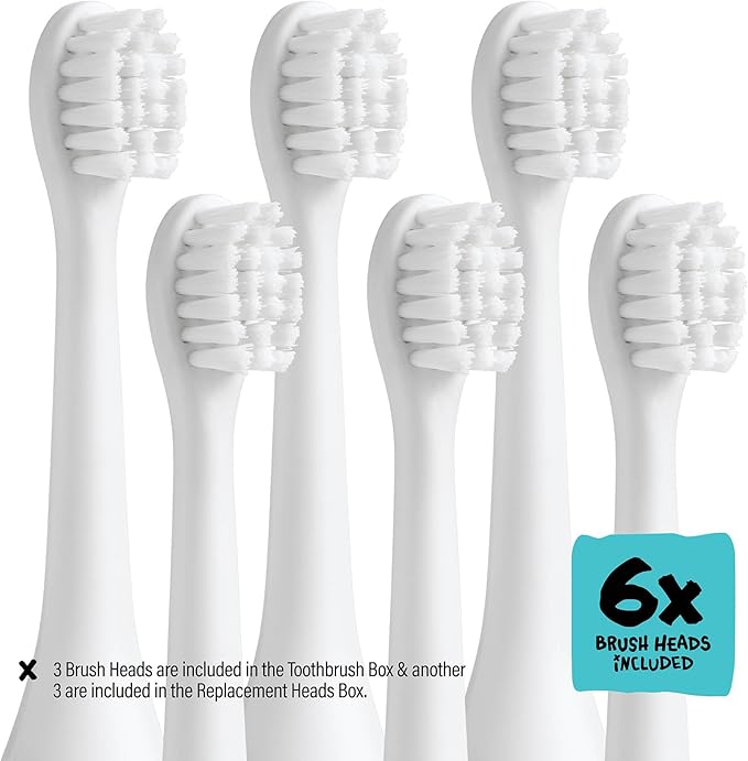 Kids Electric Toothbrush - Rechargeable Vibrating Toothbrush with Timer, Includes 6 Replacement Heads, Gently Cleans Little Teeth, for Girls and Boys, Kids & Toddlers Age 2+, Shark