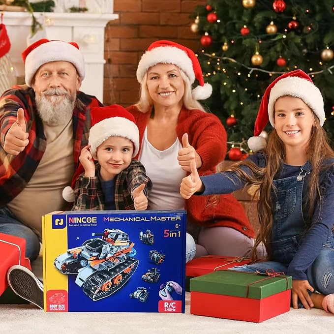 STEM Building Toys for Boys 6-12, 5in1 Remote & APP Controlled Car/Tank/Robot/Tracked Racer STEM Building Kit, 552 Pcs Educational Learning Building Blocks for Kids, RC Car Set for Boy Girls