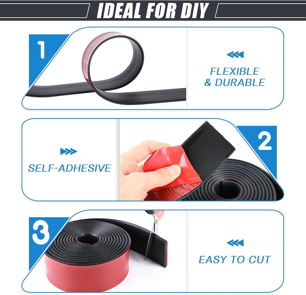 Adhesive Rubber Strips Neoprene Sheets, Rolls & Strips with Adhesive Backing Rubber Pads Self Stick Seal Gasket Sticky Back for Matting Padding - 4" Wide x 1/16" Thick x 10' Long