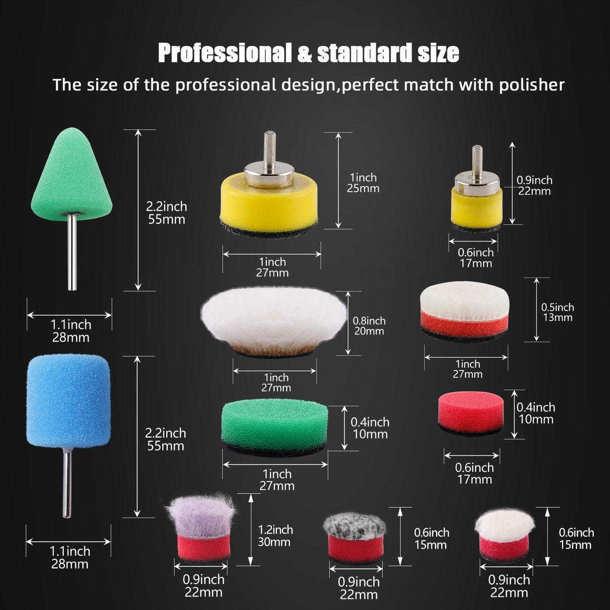 Mini Buffing Polishing Pads, 32Pcs Mini Detail Polisher Pads Use On Rotary Tools,Cordless Electric Drill, Polisher Tool for Tight Area Detailing Polishing Waxing and Sealing Glaze -HTDEPMIXUS