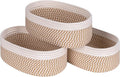 Shelf Storage Baskets for Organizing|Decorative Basket for Closet Storage|Toy Baskets&Bins|Small Woven Rope Baskets-13x8.66x5.11’’,Durable&Stylish,Oval 3 Packs Off White&Mixed Camel