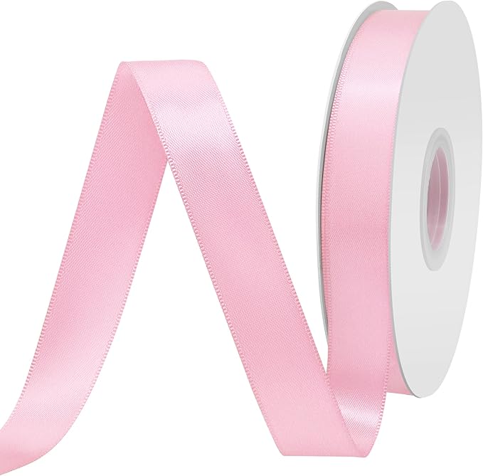 Pearl Pink Satin Ribbon 3/4" X 50 Yards Solid Color Double Faced Ribbons Perfect for Crafts Wedding Decor Bow Making Arts Sewing and More