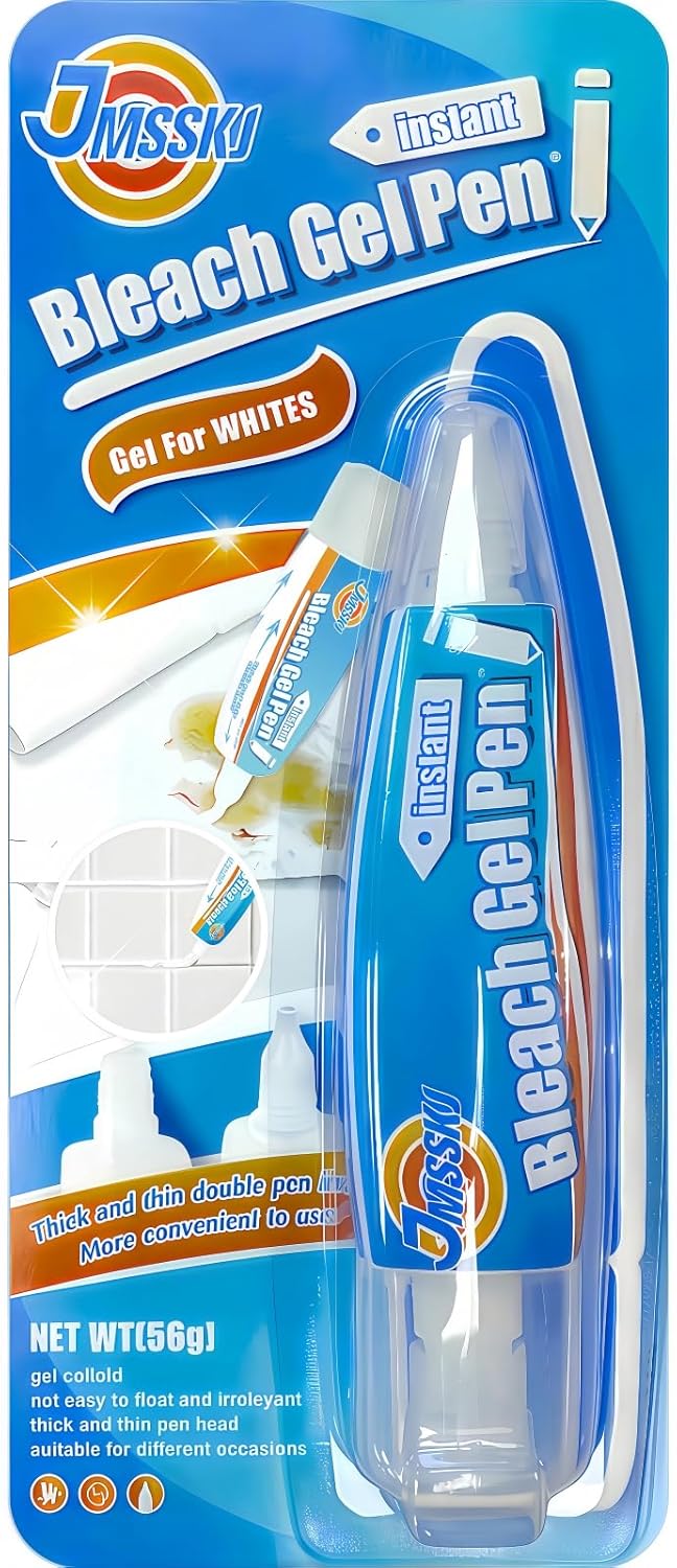Bleach Pen, Bleach Pen For Clothing, Stain Remover Pen, Mold Stain Remover Gel, Clothing Bleached DIY design, Travel Accessories, Lnstantly Remove Stains, Pearl white (1.76 Fl Oz (Pack of 1), Lemon)
