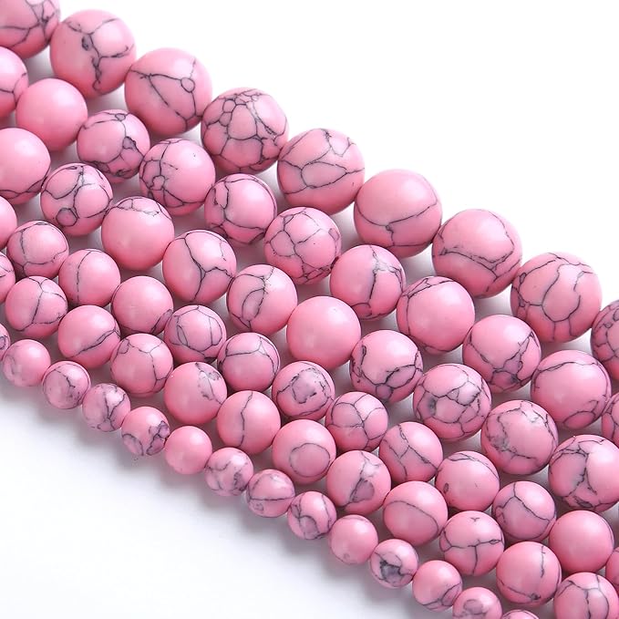 75PCS 10MM Pink Turquoise Spacer 2 Strands Loose Beads for Jewelry Making DIY Bracelet Necklace