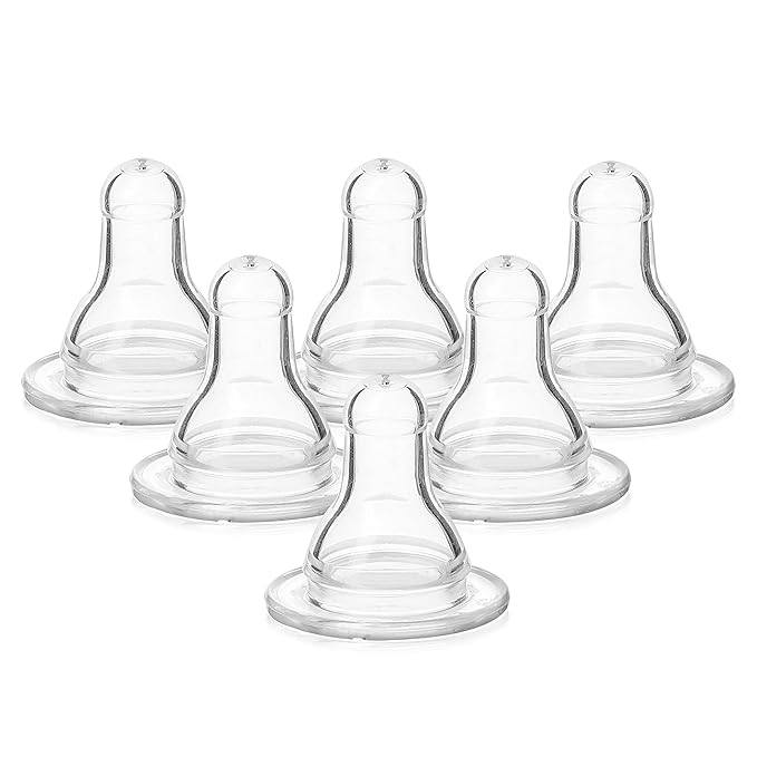 Evenflo Feeding Classic BPA-Free Silicone Fast Flow Nipples - 8 Months+, 6 Pack,Clear,6 Count (Pack of 1)