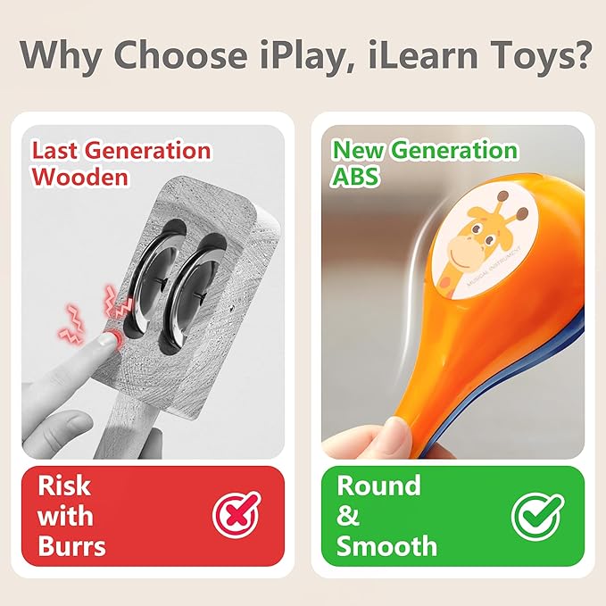 iPlay, iLearn Toddler Musical Instruments Toys, Kids Drum Set, Baby Trumpet, Percussion, Harmonica, Maraca, Flute, Tambourine, Birthday Gifts for 18 Months Olds Ages 2 3 4 5 Years Boys Girls Children
