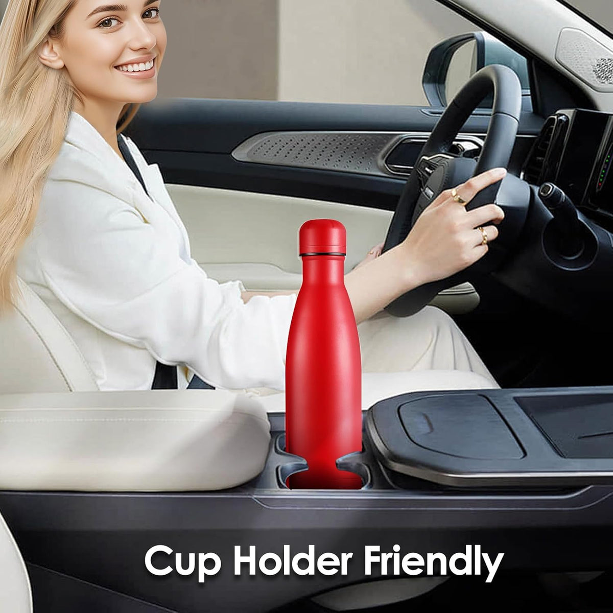 17oz Cola-Bottle Shaped Stainless Steel Leak-proof Water Bottle,Double Wall Vacuum Insulated Metal,Travel Mug For Sports Indoors & Outdoors,BPA-Free School Kids Flasks,Red(8 Pack)