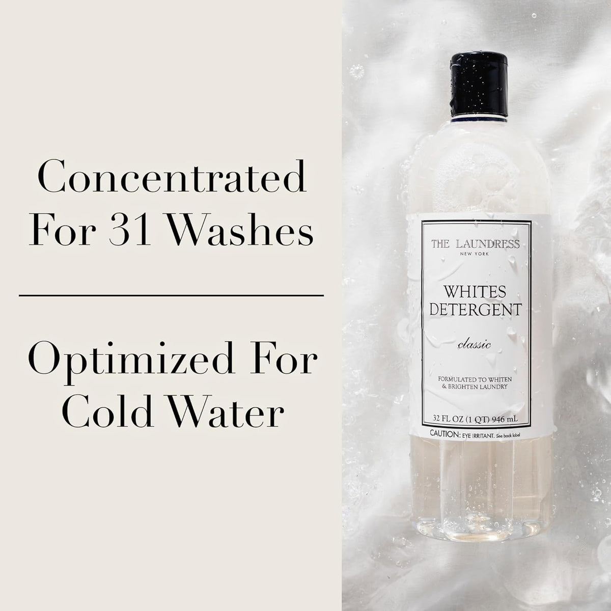 The Laundress Whites Detergent, Concentrated Laundry Detergent Liquid, Whiten & Brighten Clothes, Tough on Stains, Classic Scent, 32 oz.
