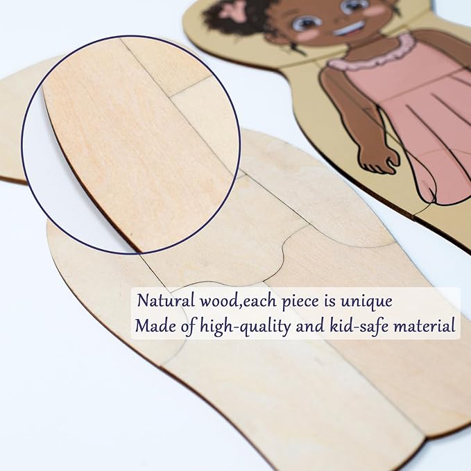 My Body Parts Puzzle for Toddlers Kids African Girl Montessori Wooden Anatomy Puzzle 3-5 Years Old Preschool Learning Game Human Body Cognitive Toys
