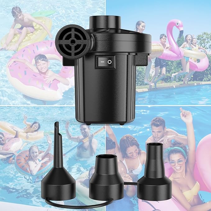 Electric Air Pump for Inflatables,Portable Quick-Fill Air Pump with 3 Nozzles,110-120V, Inflator & Deflator Pumps for Outdoor Camping, Air Mattress Beds,Boats,Inflatable Cushion,Couch,Pool Floats