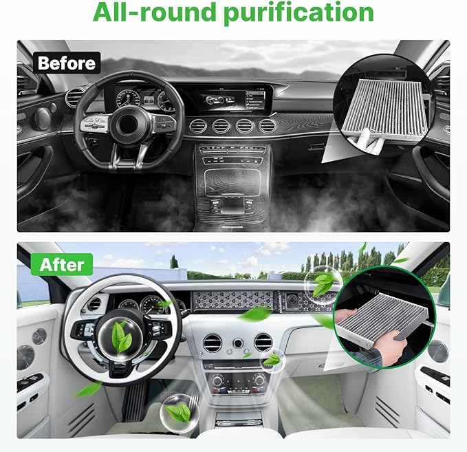 Engine+Cabin Air Filters Set Fit for 2019-2021 Volkswagen Golf 1.4L, 2019-2021 Jetta 1.4L Engine Air Filter Replacement Automotive Accessories CF11643 5QM129620B