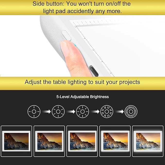 A4 Wireless Battery Powered Light Pad with Bag, TOHETO Tracing Light Box Dimmable Brightness Rechargeable LED Light Board Portable Cordless Copy Board for Drawing Sketching X-ray Viewing (White)