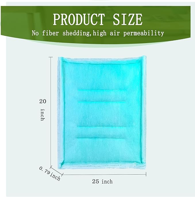 AUC Paint Booth Tacky Intake Filter Pad Series 55, 20" x 25" (20/case) Spray Booth Intake Filter with Internal Wire Support Frame