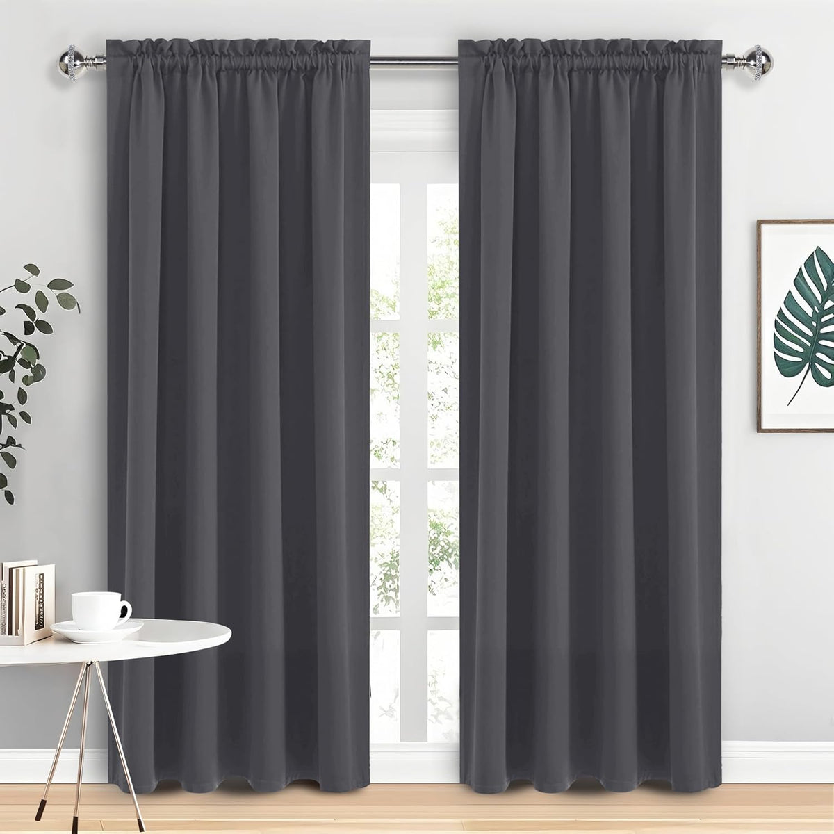DWCN Blackout Curtains for Bedroom 84 Inch Length 2 Panels Set, Solid Thermal Insulated Energy Saving Rod Pocket Window Treatment Curtains Blackout Drapes (W42 x L84 Inch, Dark Grey)