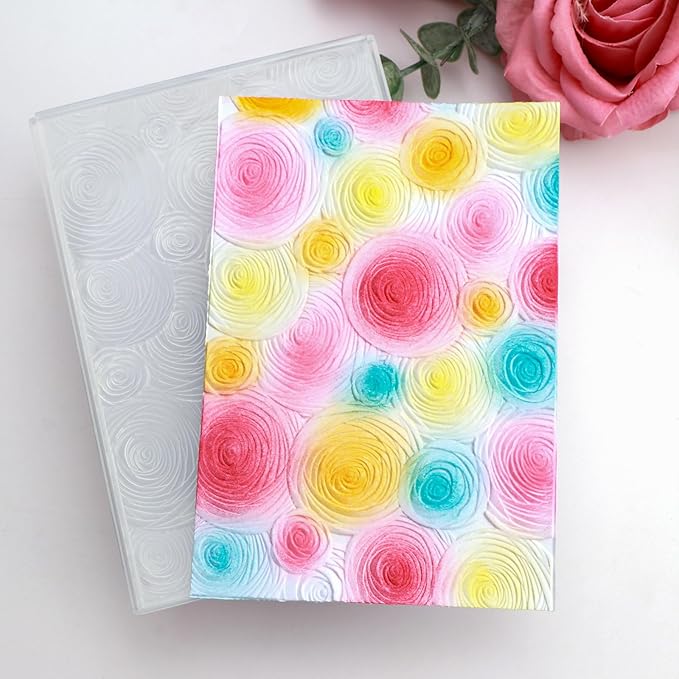 BAOFALI 3D Embossing Folder for Card Making,Beautiful Flower Spiral Pattern Plastic Texture Fades Embossing Folder Template for Scrapbooking Cardstock Album DIY Decoration Paper Crafting 6.3x4.5inch