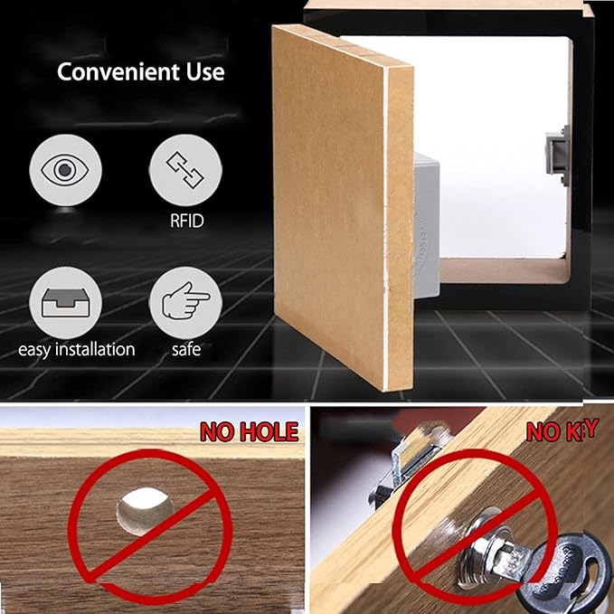 Battery IC Card Sensor Digital Cabinet Lock Drawer Lock File Cabinet Smart Lock DIY Keyless Cabinet Drawer Lock Without Perforate Hole for Drawers, Cabinet, Doors, Wardrobe