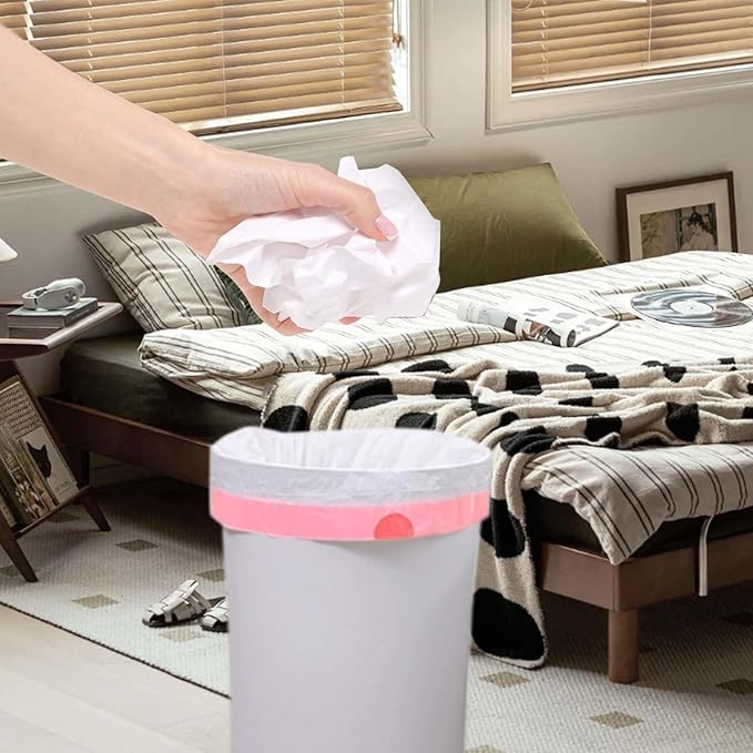 8 Gallon Trash Bags, Drawstring Garbage Bags, 1.32Mil Thickness, 55 * 70cm, 9.9g/pcs, Pack of 34, Unscented, Black