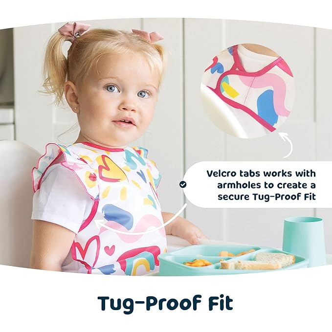 Tiny Twinkle Mess Proof Baby Bib - Waterproof & Lightweight Baby-Led Weaning Apron | 100% Recycled Polyester, Easy Clean & Machine Washable (Brown Checkers, Small 6-24 Months)