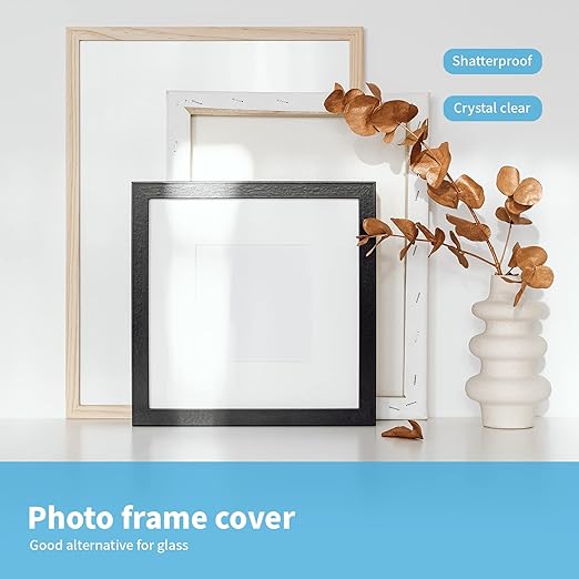Art3d 5-Pack of 12×12" PET/Plexiglass Sheets, Transparent Clear Flexible Plastic Sheet Panels for Craft, Picture Frames, Sign Blank, DIY Display Project