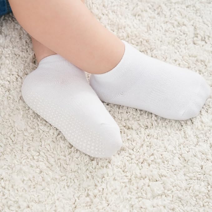 Zaples Baby Non Slip Grip Ankle Socks with Non Skid Soles for Infants Toddlers Kids Boys Girls