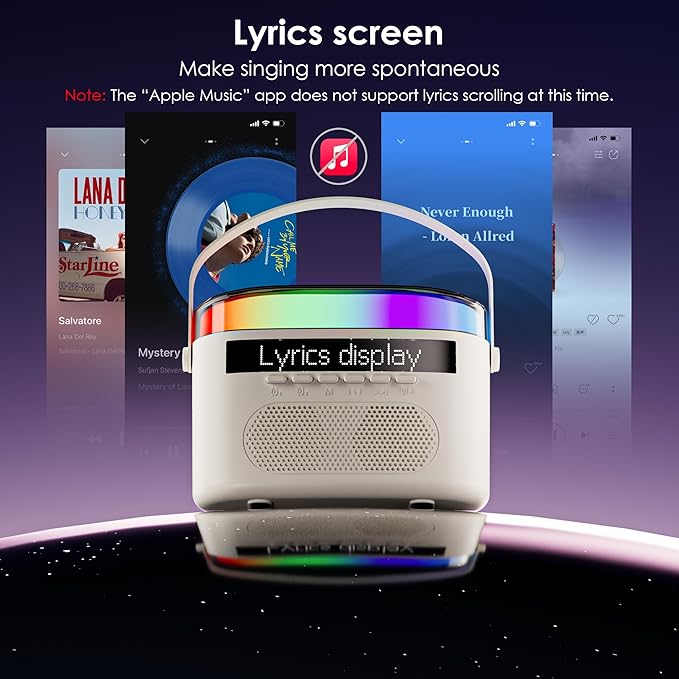 Karaoke Machine,Karaoke Machine with Lyrics Display,Portable Bluetooth 5.3 Karaoke Speaker with Upgraded Dual Speakers for Kids and Adults,with White Noise and Night Light Function