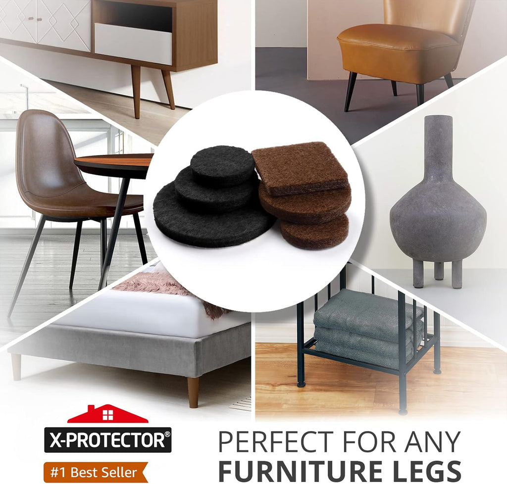 235 pcs Felt Furniture Pads Brown & Black X-Protector! Huge Quantity of Furniture Pads for Hardwood Floors – Your Ideal Wood Floor Protectors for Furniture. Protect Any Type of Hard Floor!