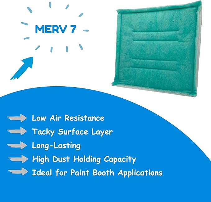 Spray Booth Intake Tacky Filter Panel, Internal Frame (10/case, 20" x 48")