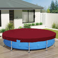 ECOOPTS 7 ft Waterproof Round Polyester Pool Cover for Above Ground Pools, Swimming Pool Cover Protector Winter Safety Cover (Red)