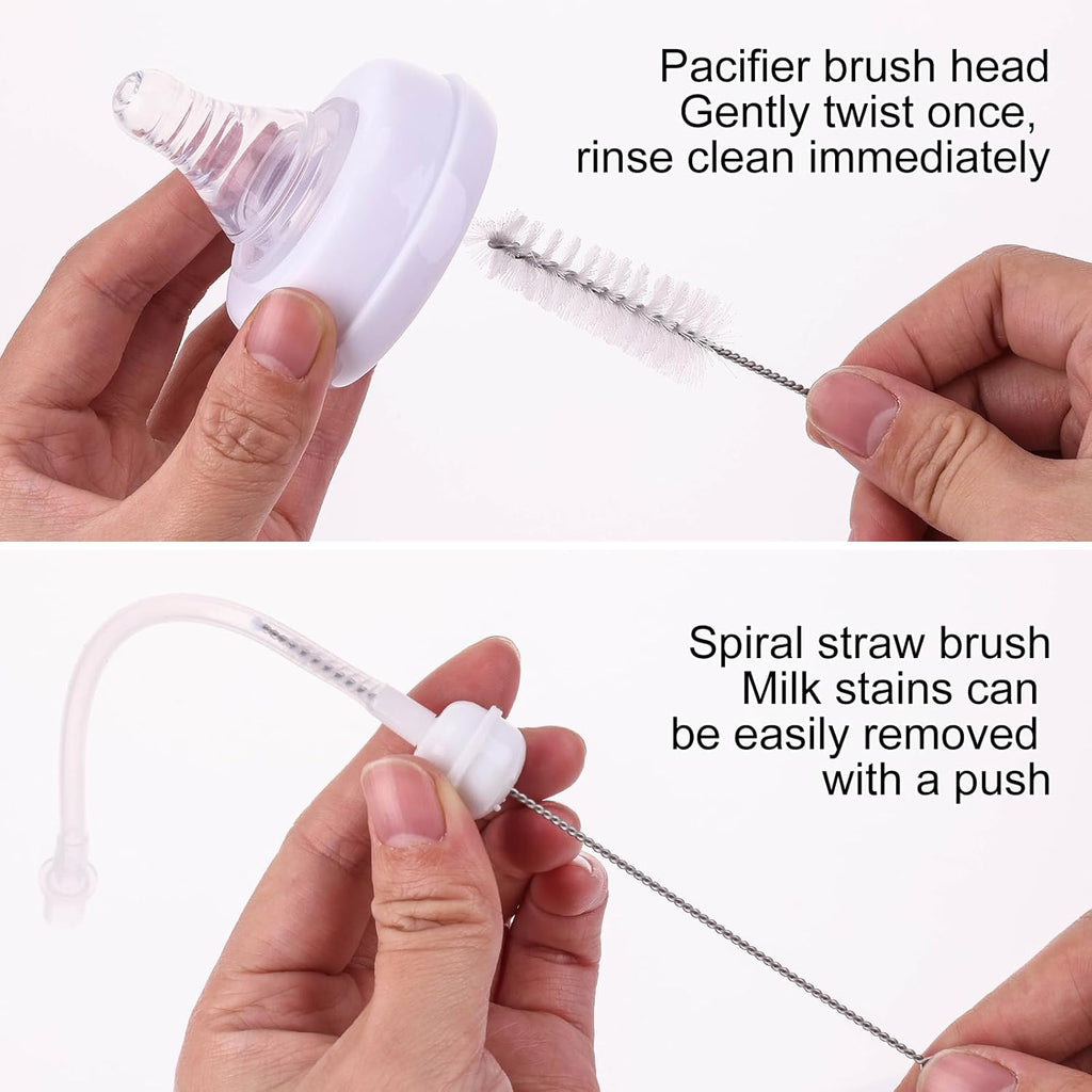 Baby Bottle Drying Rack -Travel Baby Bottle Drying Rack Set, Cleaner Kit with Silicone Bottle Brush,Straw Brush, Suitable for Home use or Traveling with Babies, Camping(Gray) ﻿ ﻿