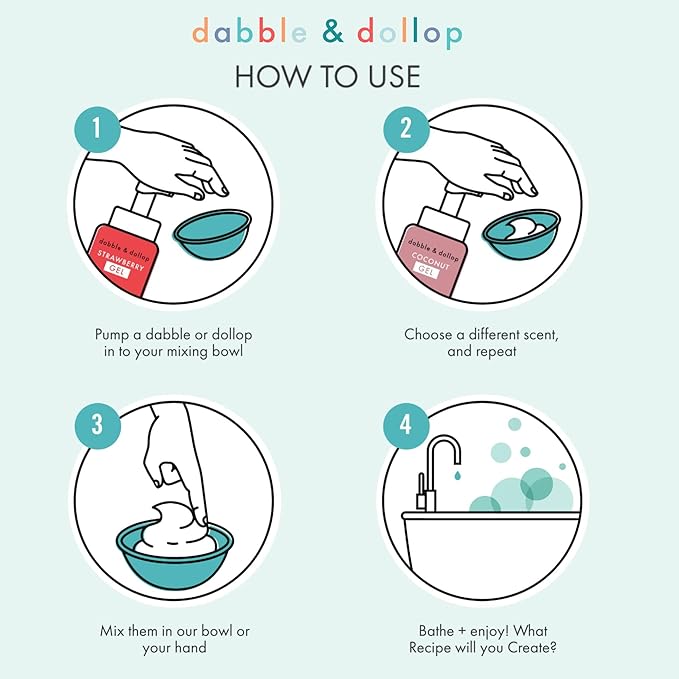 Dabble & Dollop Lemon + Vanilla Body Wash & Shampoo – 3-in-1 Natural Bubble Bath for Kids, Made in USA, No Parabens or Sulfates, Vegan, Gluten-Free, Tear-Free (2-Pack)