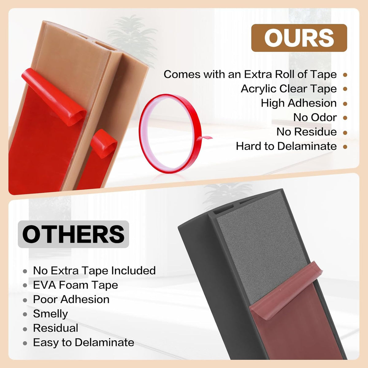 Floor Transition Strip Vinyl Door Threshold Ramp Self Adhesive Carpet Edging Strip Doorway Edge Trim, Overlap Edge Reducer for Laminate Carpet, Floor, Tile (Brown Wood Grain, 3/5" to 4/5", 3.3Ft)