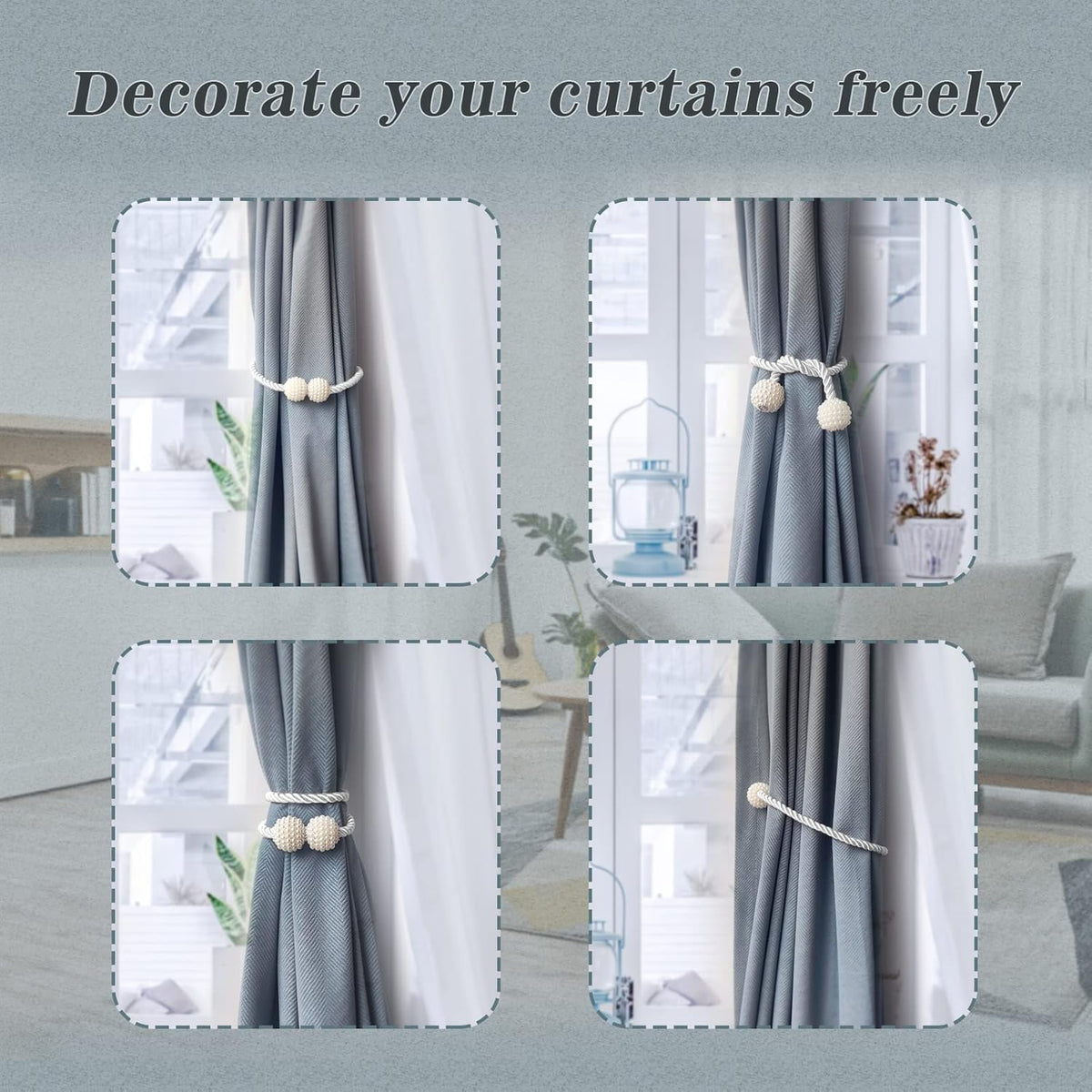 Hion Magnetic Curtain Tiebacks Dark Brown 6 Pack, Curtain Tiebacks Buckles Holdbacks Holders Hooks Clip for Home Bedroom Office Decorative Thick or Thin Curtain