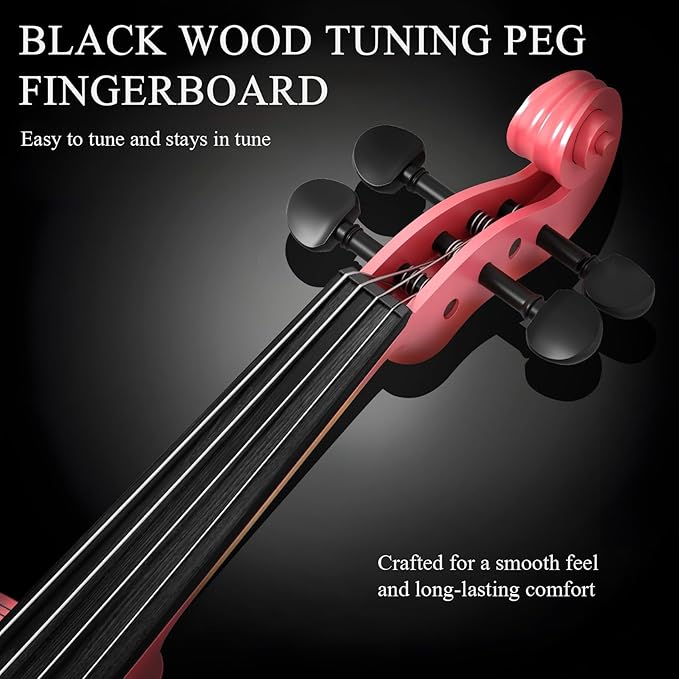 1/4 Beginner Violin Kit, Complete Violin Set with Case, Bow, Rosin,Pink