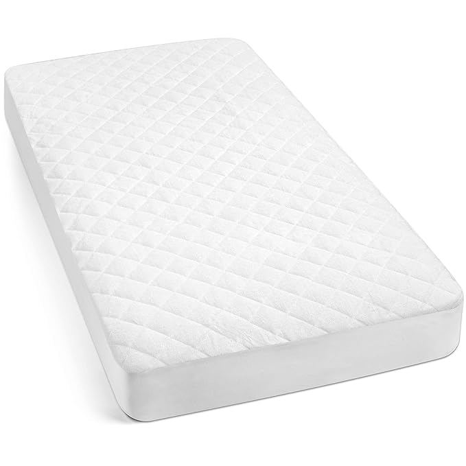 Organic Bamboo from Viscose Fitted Crib Mattress Protector Pad by Baby&Brooke – 100% Waterproof, Absorbent, Non-Toxic, Breathable Mattress Cover - (52"x 28"x 8")
