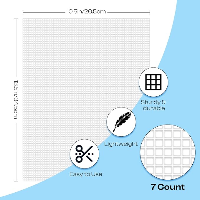 Caydo 16 Pieces 7 Count Plastic Mesh Canvas Sheets, Eye Mesh for Therian Mask, Acrylic Yarn Crafting, Knit Crochet Projects and Make Aquarium Dividers (10.5 X 13.5 Inch)