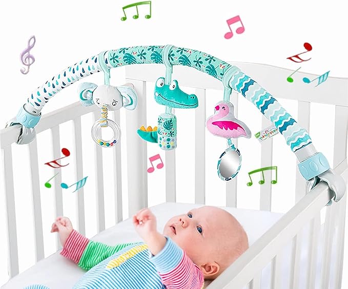 Pau1Hami1ton Baby Stroller Arch Toys, Car Seat Toys,Bouncer Toy Bar/Mobile for Bassinet,Adjustable Baby Hanging Toys Fit for Crib Bed,Stroller,Car Seat.S-19(Crocodile)
